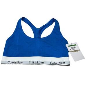 Calvin Klein Women's Large Unlined Bralette QF7036-400 Blue NWT